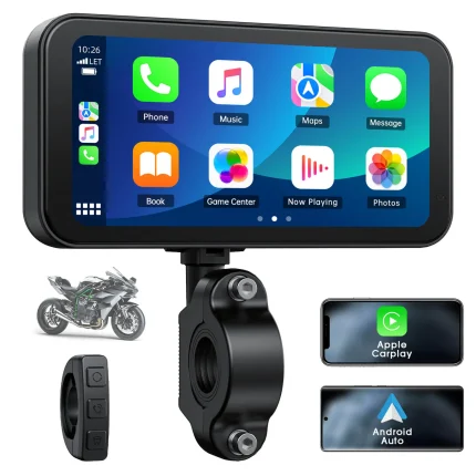 Motorrad-Carplay-Bildschirm, Kabelloses CarPlay und Android Auto für Moto, Fernbedienung, 6.25"  wasserdichter Touchscreen, BT Audio, GPS-Navigation, Siri, Assistent